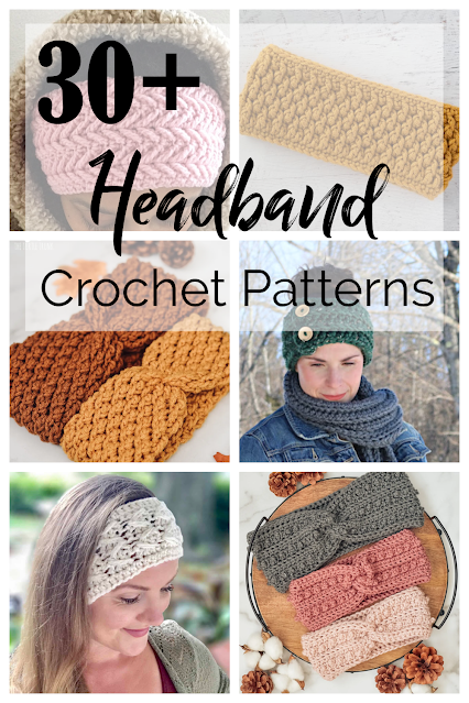 collage of crochet headbands