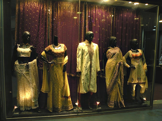 Ethnic Indian clothes on display in Little India, Singapore