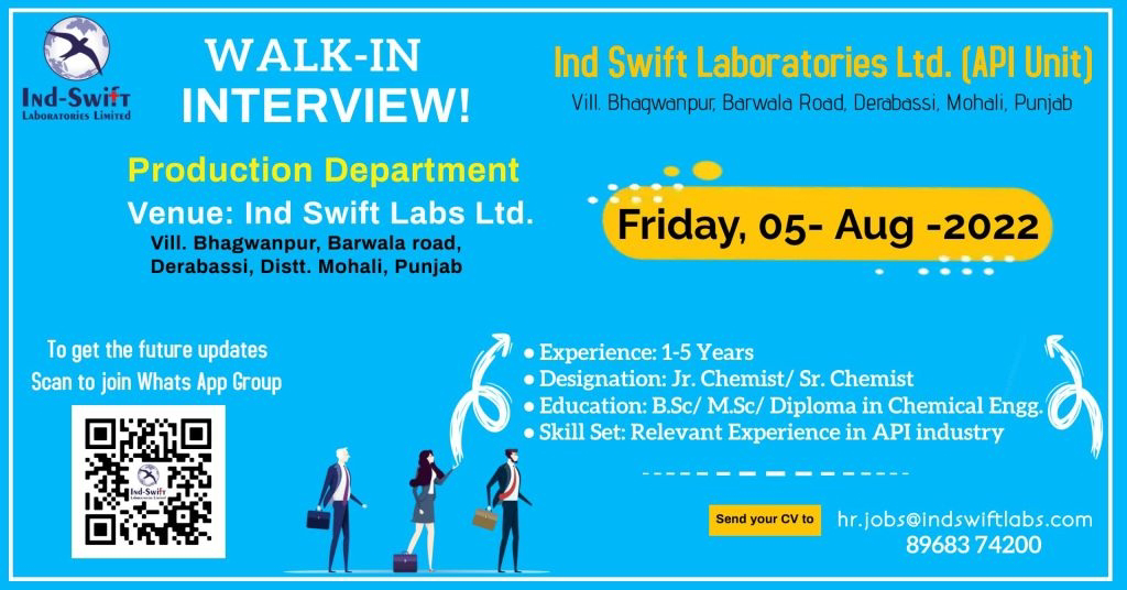 Job Availables, Ind-Swift Laboratories Walk-In Interviews for BSc/ MSc/ Diploma Chemical