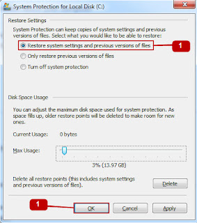 pilih restore previous versions