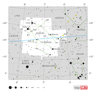 IAU: Карта на съзвездието Близнаци | Gemini