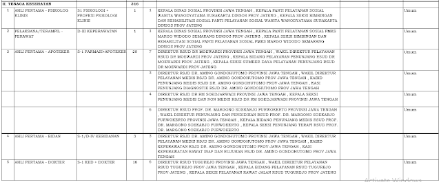 Rincian Formasi CPNS Jawa Tengah 2019 Tenaga Kesehatan