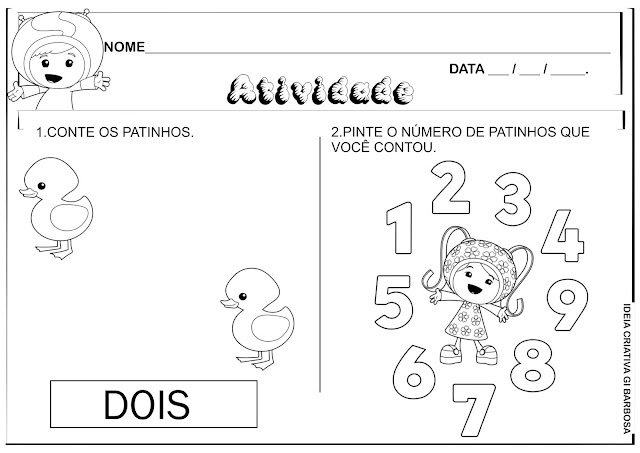 Atividades Matemática Números 1,2,3,4 e 5 Umizoomi