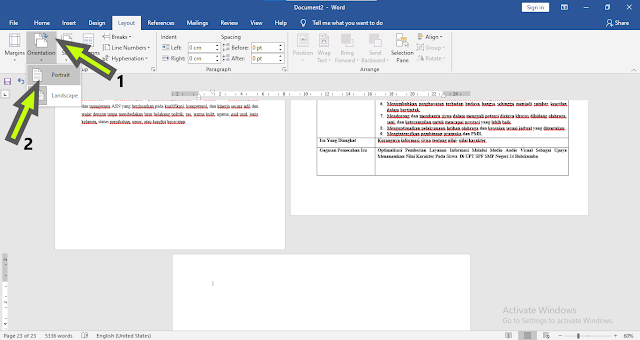 Menggabungkan Potrait Dan Landscape Dalam Satu Dokumen Word