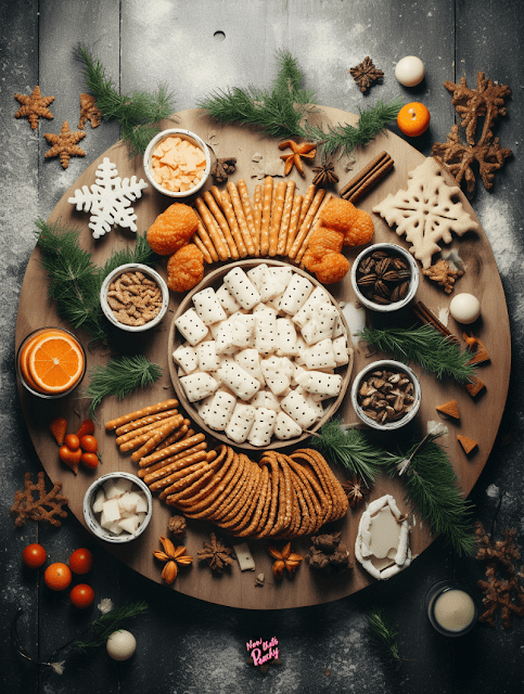 festive fruit grazing cracker snack platter Christmas charcuterie board ideas 2023 holiday season