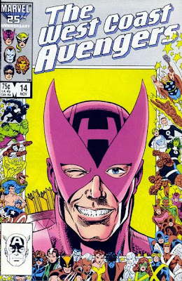 The West Coast Avengers Issue Number 14 - Marvel Comics 25th Anniversary Cover Artwork featuring Hawkeye