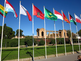 Flags near Pedralbes Gardens