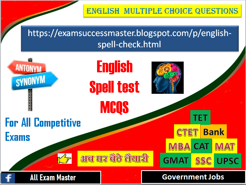 English Spelling Check Test Multiple Choice Questions