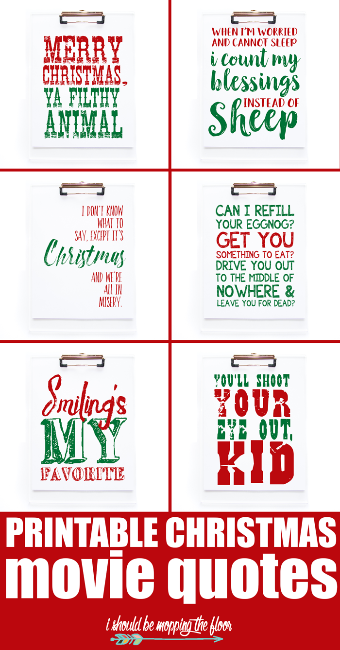 Six Printable Christmas Movie Quotes for instant holiday decor and fun!