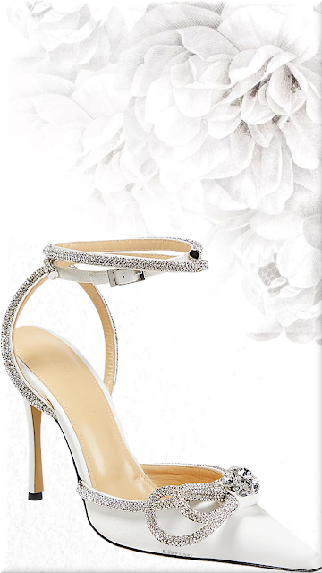 ♦Mach & Mach white Double Bow embellished satin pumps #brilliantluxury