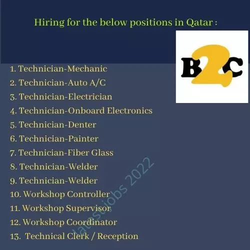 Hiring for the below positions in Qatar :