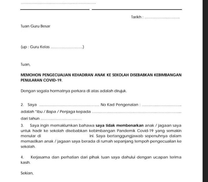 Contoh Surat Pemberitahuan Sekolah Malaysia