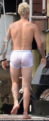 Justin Bieber leaves little to the imagination wearing nothing but wet undies