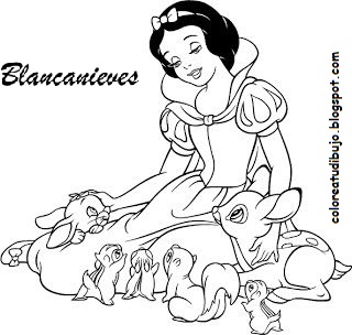 👸🏻Blanca nieves CON ANIMALES para colorear 🍎