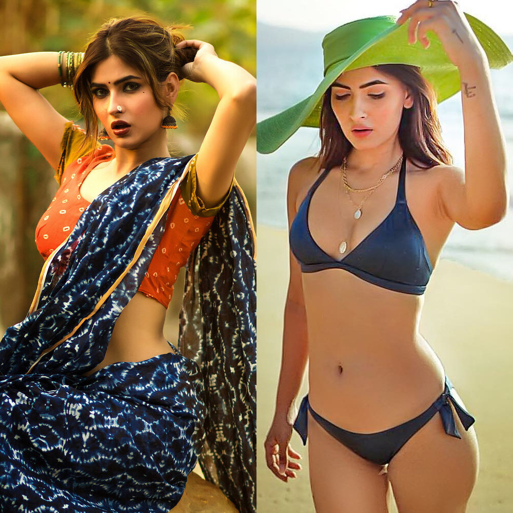 Karishma Sharma saree vs bikini hot indian actress