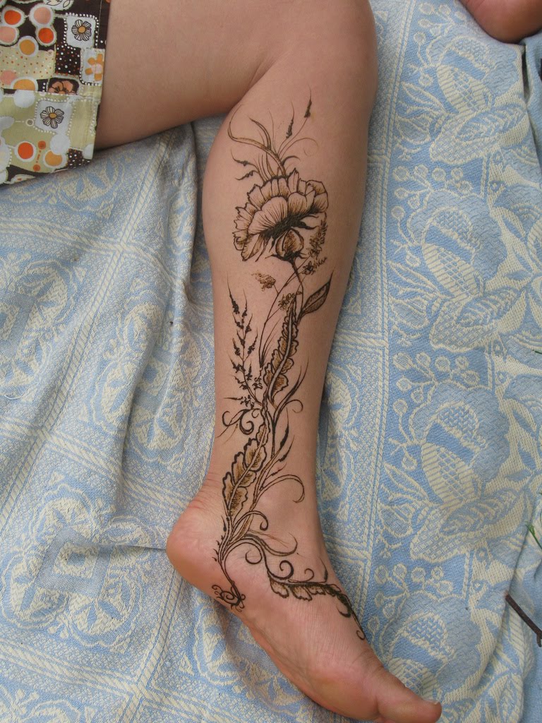 Flower Tattoo On Leg and Foot
