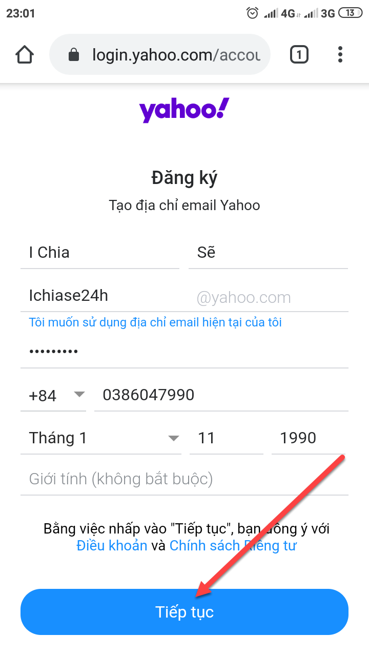 đăng ký yahoo nhanh