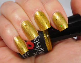 Sassy Pants Polish Luster Of Midday over Barry M Gold Foil