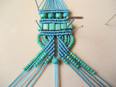 Example of photo in tutorial with instructions and pattern for micro macrame jewelry bracelet