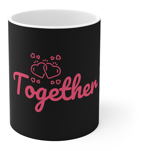 Valentine Ceramic Mug With Simple Heart Together Forever Couple