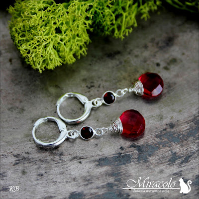 Miracolo, kolczyki z granatem, kolczyki z kwarcem turmalinowym, garnet earrings, tourmaline quartz earrings