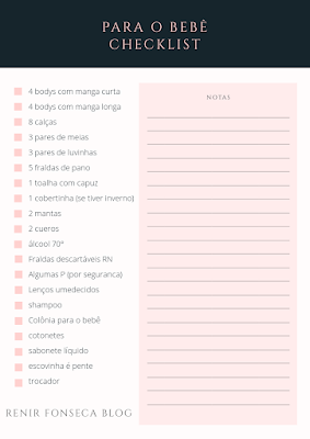 Checklist bolsa do bebe para a maternidade