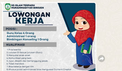 SDIT Muhammadiyah Bireuen Menerima Lowongan Guru, Berikut Jadwal Pendaftaran
