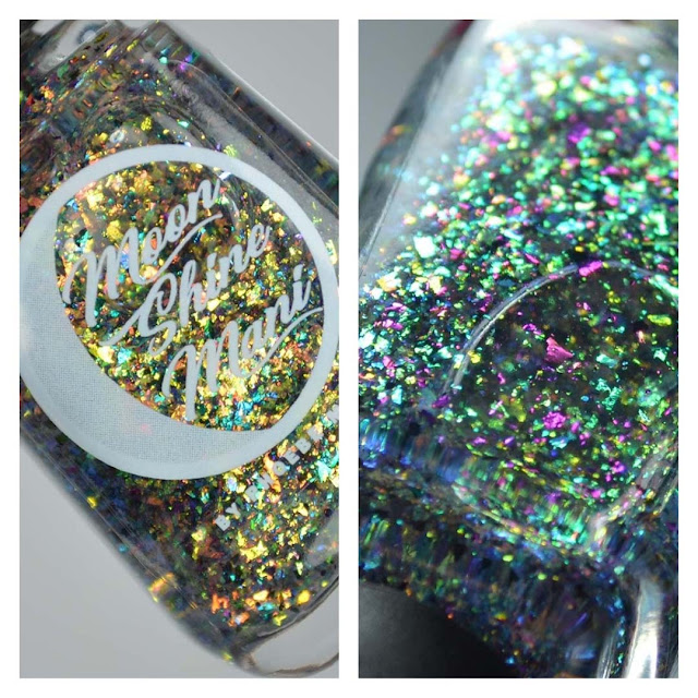 color shifting flakie nail polish topper in a bottle