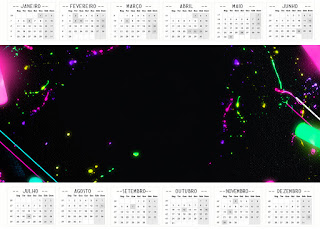 Neon Party, Free Printable Calendar 2016.