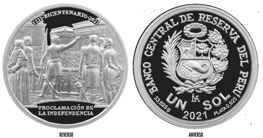 moneda de plata proclamacion de la independencia del peru