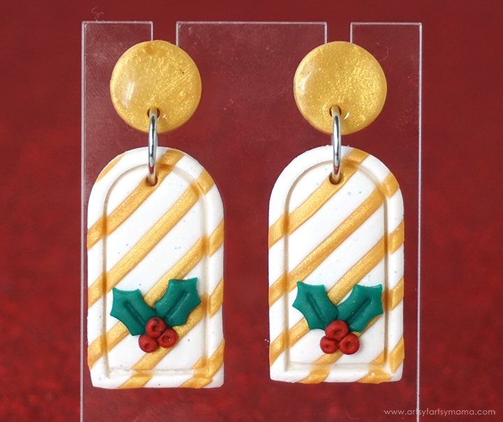 Polymer Clay Christmas Holly Earrings