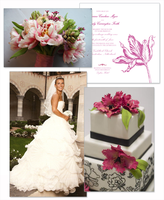 bouquet flower design tulip letterpress invitation paper olive wedding 