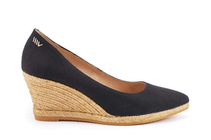 Roses Canvas Wedges - Black | Viscata