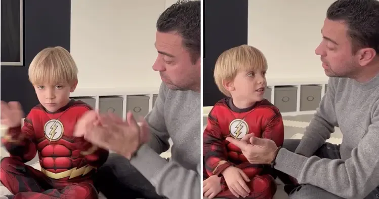Heartwarming moment Xavi teaches his 4-years-old son to sing Barcelona anthem
