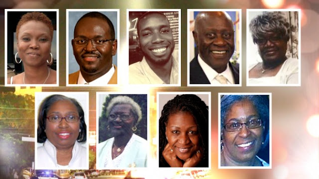 9 members of Emanuel African Methodist Episcopal Church killed June 17, 2015. Photo from christianpost.com site (no credit given there).