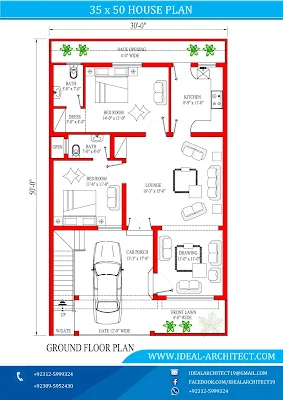 30x50 6 Marla House Ground Floor Plan