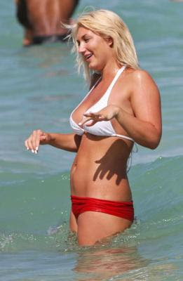 Brooke Hogan in white and red bikini