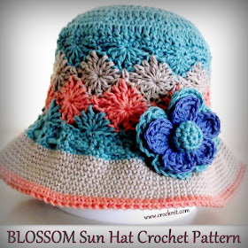 crochet patterns, how to crochet, sun hats, brimmed hats, summer hats, baby hats,