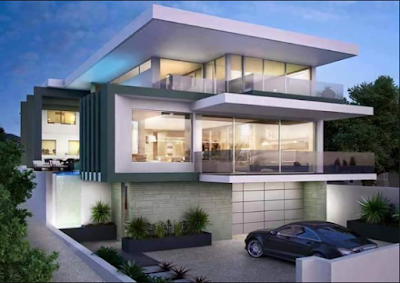 inspirasi desain rumah mewah model minimalis modern 2 lantai