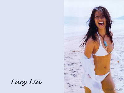 Lucy Liu white bikini wallpaper