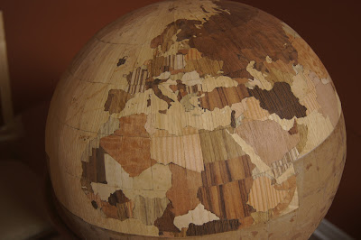 Wooden globe, Europe and Northern Africa