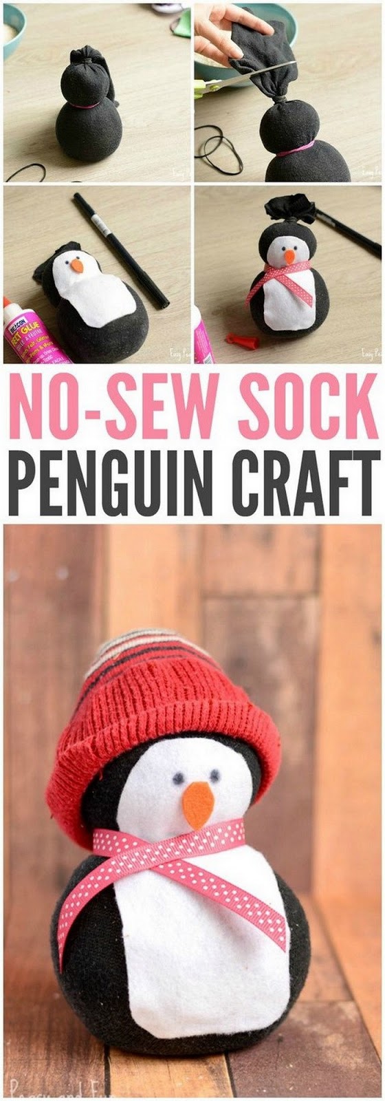 No-Sew Sock Penguin