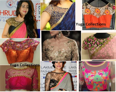 Designer Blouses with sheer on front neck