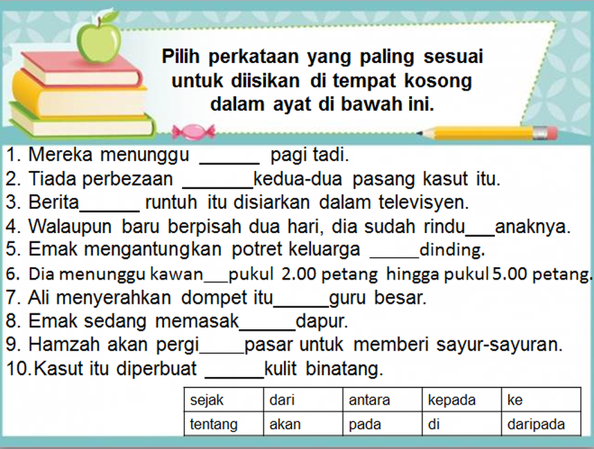 Kata Sendi Nama dan Contoh-contoh Ayat