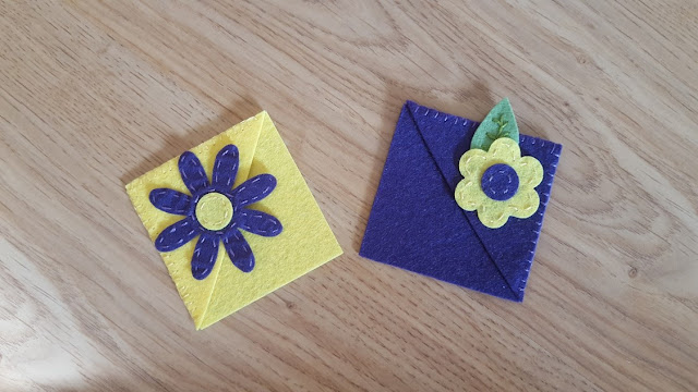 Purple and yellow mini corner bookmarks