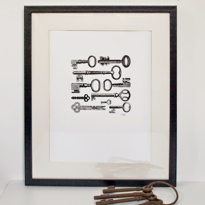 Victorian Keys A3 Black Screen Print by We laugh indoors