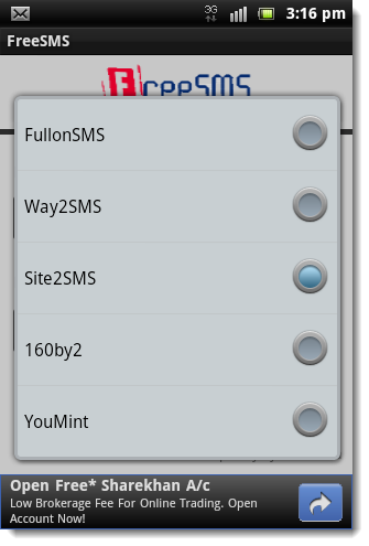 Free-SMS-Android-choose-gateway