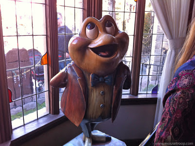 Mr. Toad's Wild Ride Disneyland statue Toad queue wooden