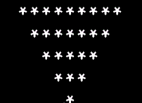 upside down filled isosceles triangle code C++ sample image