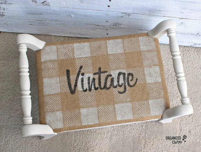 Boutique Style Upcycle of a Vintage Footstool organizedclutter.net